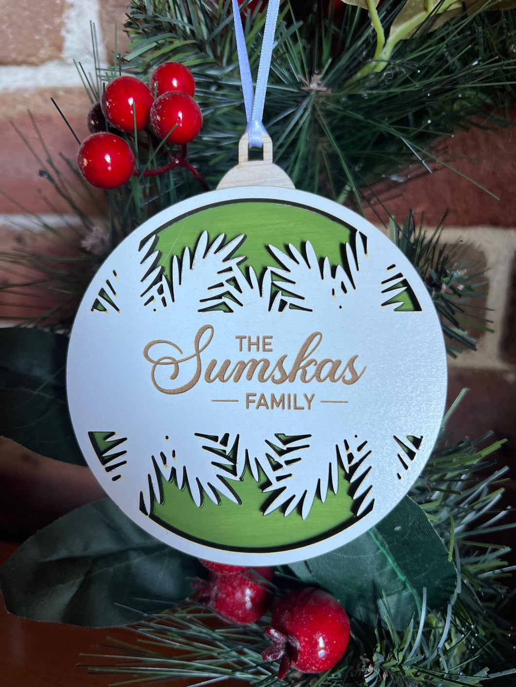 Family fern Christmas ornament