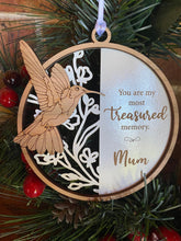 Load image into Gallery viewer, Personalised memorial ornament with hummingbird
