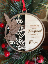 Load image into Gallery viewer, Personalised memorial ornament with hummingbird
