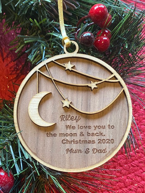 Moon and stars personalised ornament