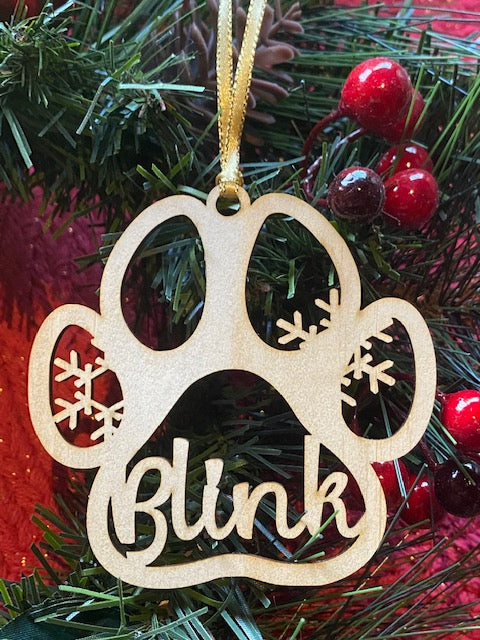 Dog paw print personalised ornament