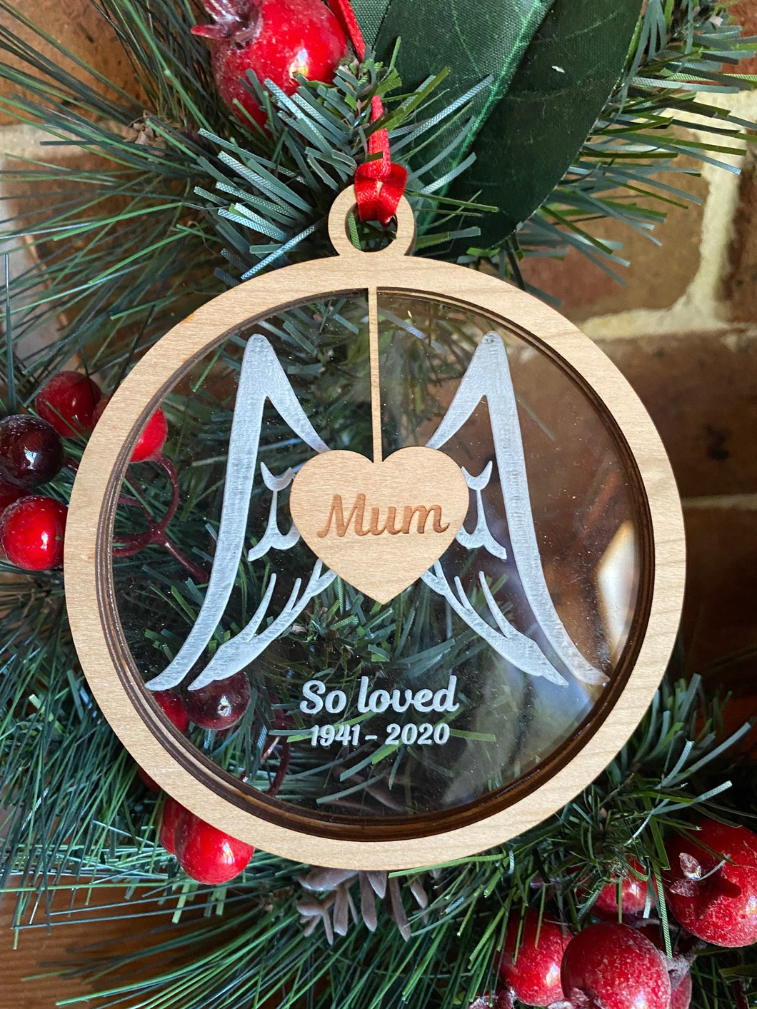 Personalised memorial wing ornament